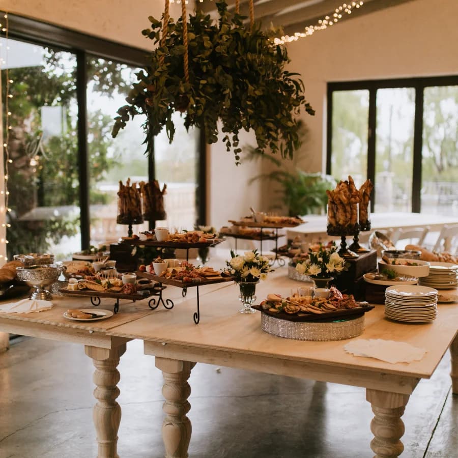 Willow Hall interior with warm lighting and floral decorations
