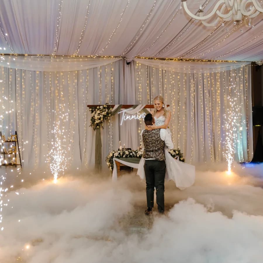 Wisteria Hall evening reception with ambient lighting